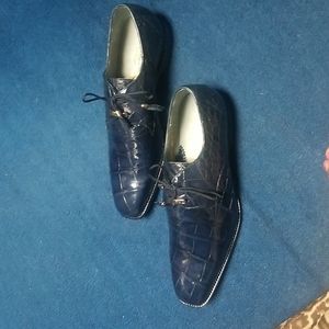 Genuine Alligator Navy Blue Dress Shoes Size 10 for Men